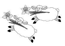 Schafe mit Blumen