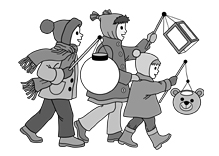 Kinder mit Laternen